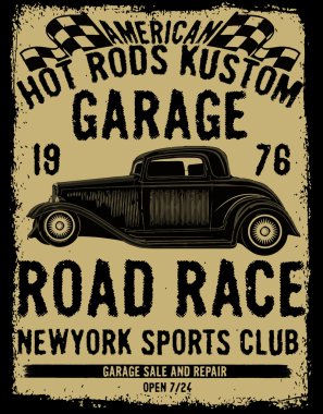 Eski model araba tee grafik tasarım