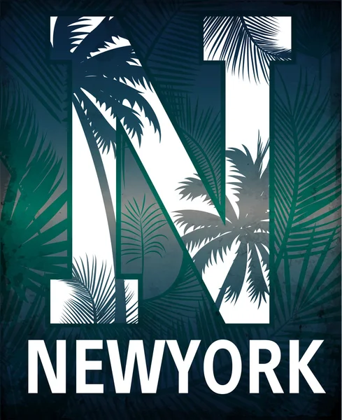 New york typografie s květinové ilustrace. T tričko grafika . — Stockový vektor