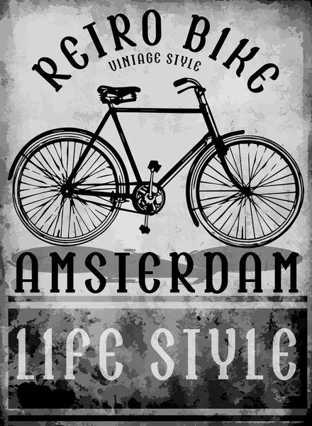 Hand drawn bicycle in Amsterdam European street sport — Stock Vector