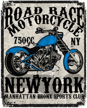 Motosiklet etiket t-shirt tasarımı ile özel chop çizimi