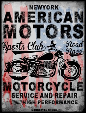 Motosiklet tipografi; t-shirt grafik; vektörel çizimler