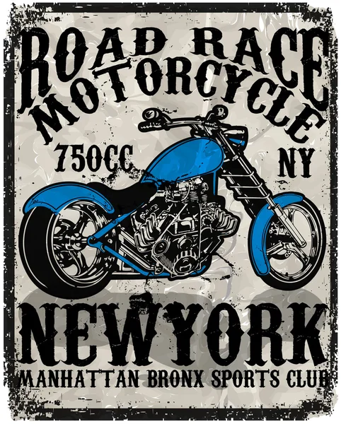 Moto étiquette t-shirt design avec illustration de la coupe personnalisée — Image vectorielle