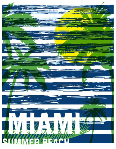 Miami verano tee diseño gráfico — Archivo Imágenes Vectoriales