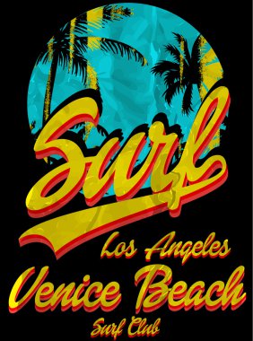 Tipografi ile Vintage tropikal grafik tasarım florida plaj su