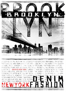 New york Manhattan Brooklyn tipografi, t-shirt grafik