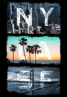 New york Los Angeles San Francisco afiş tipografi tasarımı