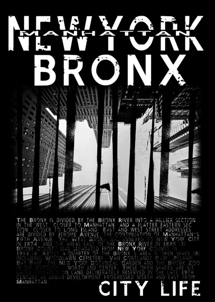 Nowy Jork Manhattan Brooklyn typografii, t-shirt grafiki — Zdjęcie stockowe