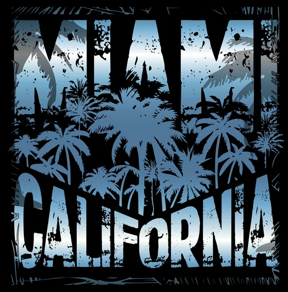 Καλοκαίρι ΤΕΕ γραφιστική Μαϊάμι Καλιφόρνια — Διανυσματικό Αρχείο