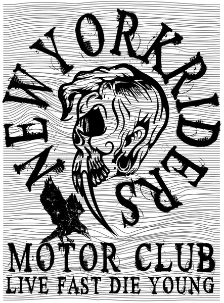 Tee grafik motosiklet kulübü — Stok Vektör