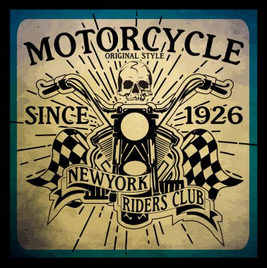 Vintage motosiklet elle çizilmiş vektör tee grafik tasarım