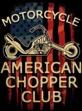 Vintage motosiklet elle çizilmiş vektör tee grafik tasarım