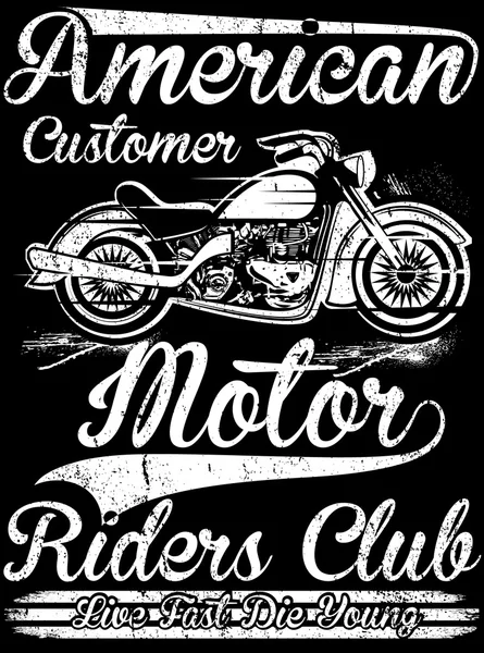 Vintage motorfiets hand getrokken vector tee grafisch ontwerp — Stockvector