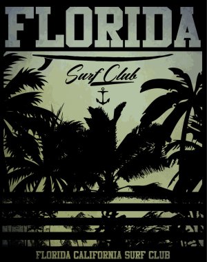 Sörf ve sörf vektör çizim tema kulüp florida G