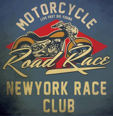 Vintage motosiklet elle çizilmiş vektör tee grafik tasarım