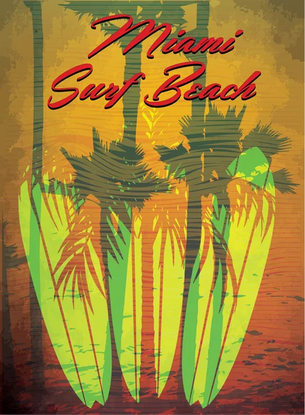 Ilustração vetorial sobre o tema do surf e surf clube miami Gru —  Vetores de Stock