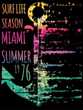 Sörf ve sörf vektör çizim tema kulüp miami Gru