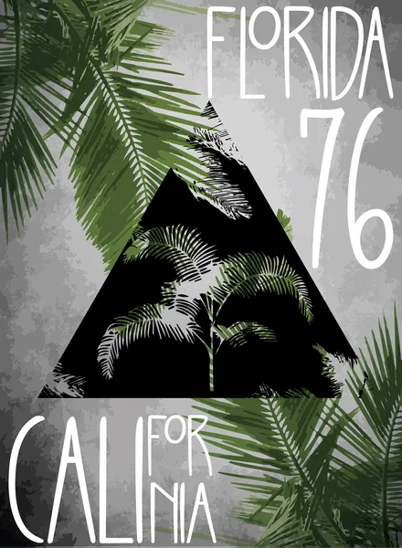 Wektor ilustracja lato tematu california florida liczby Grunge — Wektor stockowy