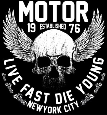 New york riders motosiklet kulübü tee grafik tasarım