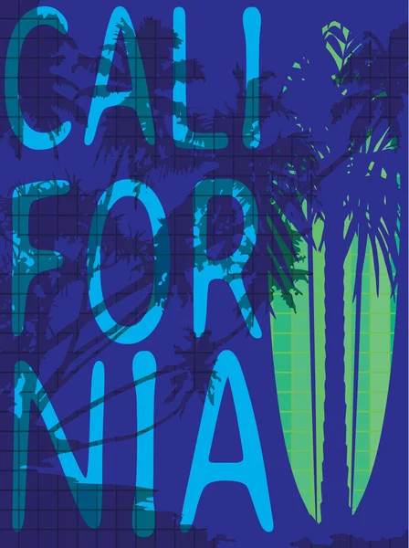 Ilustración vectorial tema de verano california california. Vintage — Vector de stock