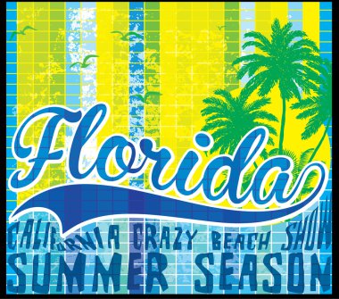 Vektör çizim yaz Tema california california. Vintage 