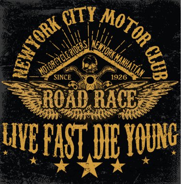 Vintage motosiklet elle çizilmiş vektör tee grafik tasarım