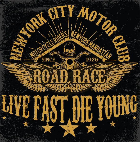 Vintage motosiklet elle çizilmiş vektör tee grafik tasarım