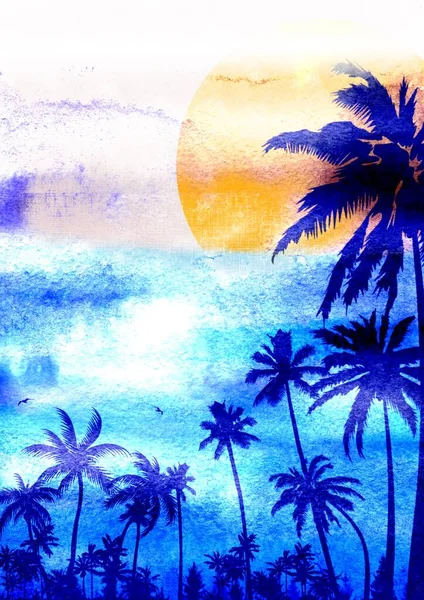 Summer Watercolor Photoprint Graphic Design — Stock Photo, Image