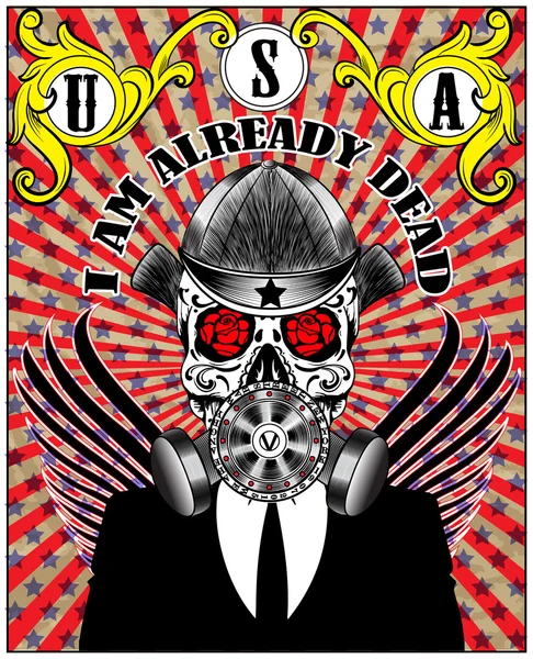 Skull Gas Mask Poster Man T shirt Graphic Design Royalty Free Stock Vectors