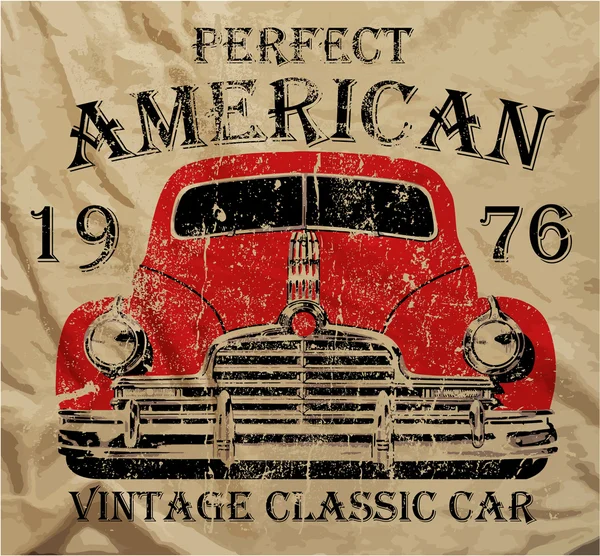 Old American Car Vintage Classic Retro man Tričko Grafický design Stock Ilustrace