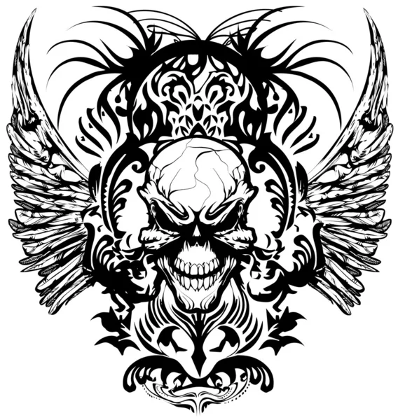 Logo desain T-shirt Skull Vector Illustration - Stok Vektor