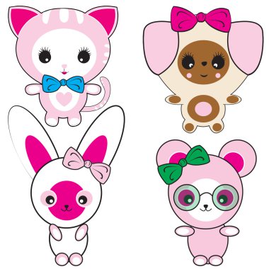 vektör zoo hayvan yüzleri set