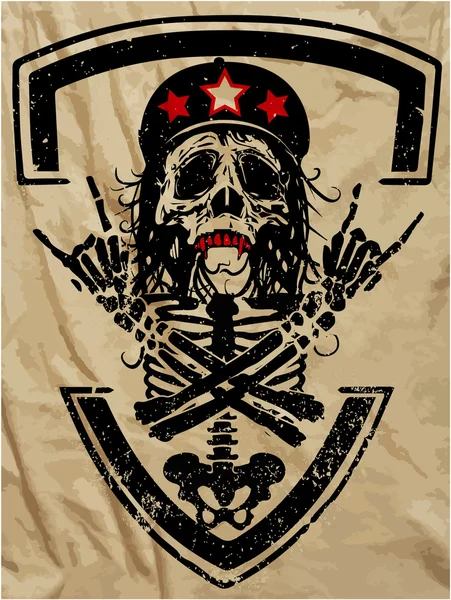 Crâne et os croisés une marque du danger avertissement T-shirt graphiques illustration super crâne — Image vectorielle