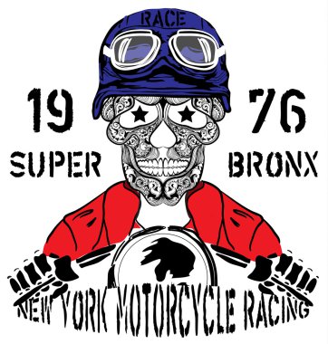 Kafatası motosiklet New york yarış adam T shirt grafik tasarım