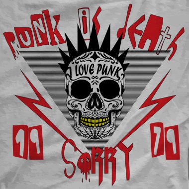 Kafatası Punk adam T shirt grafik tasarım
