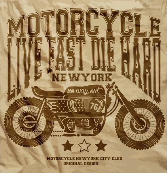 Motorcykel Vintage New York T shirt grafikdesign — Stock vektor