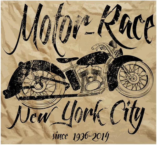 Motorcykel Vintage Race Man T shirt Grafisk design — Stock vektor