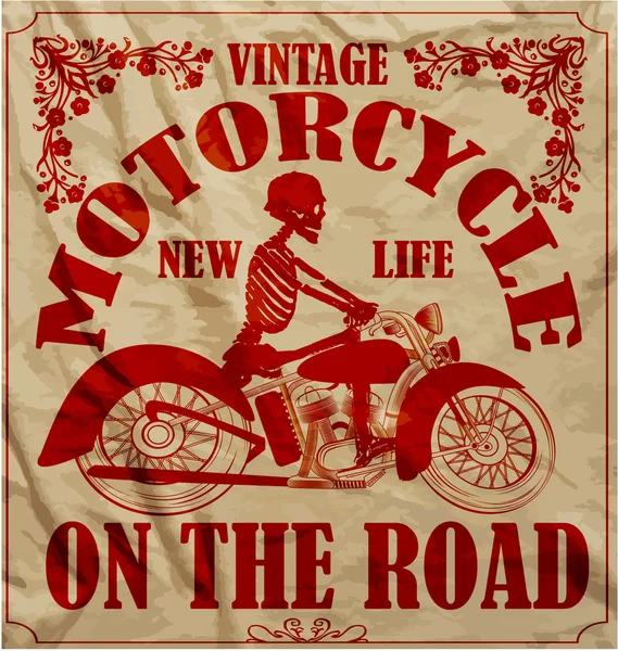 Vintage Race motocicleta retro hombre camiseta diseño gráfico — Archivo Imágenes Vectoriales