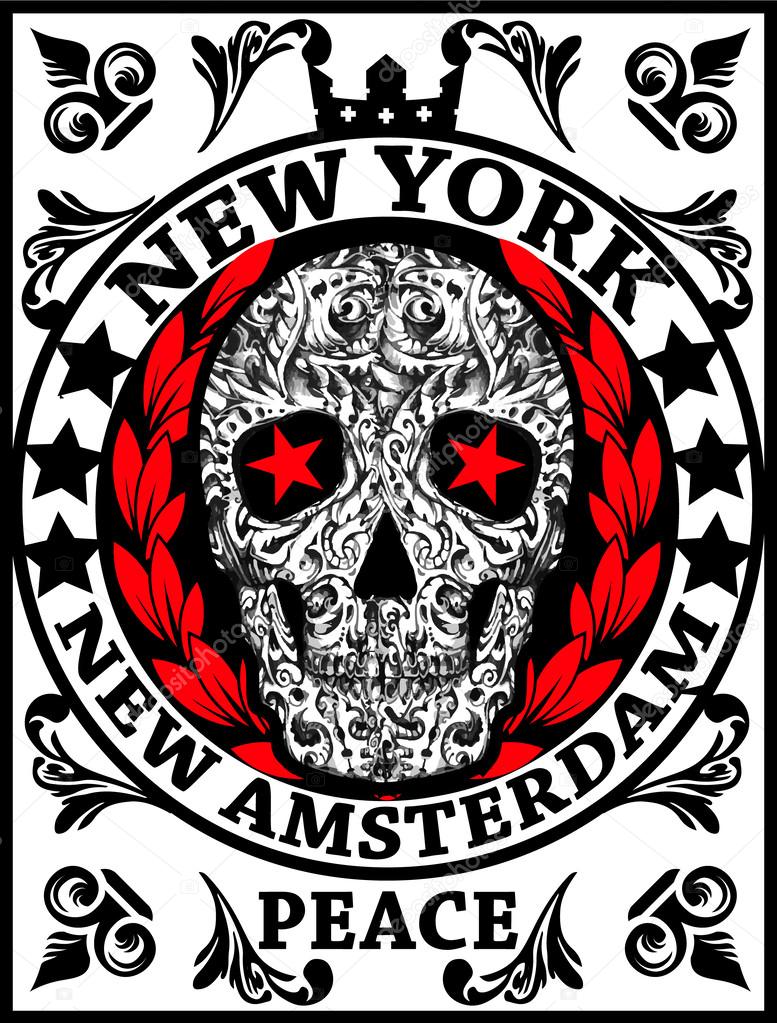Skull New York Fun Man T shirt Graphic Design