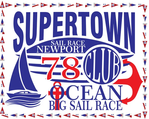 Conception de logo Sail Race - Collection Voile, Illustration vectorielle avec un exemple de texte — Image vectorielle