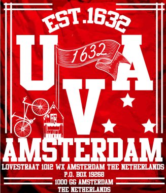 Amsterdam Üniversitesi şehir adam T shirt vektör grafik tasarım