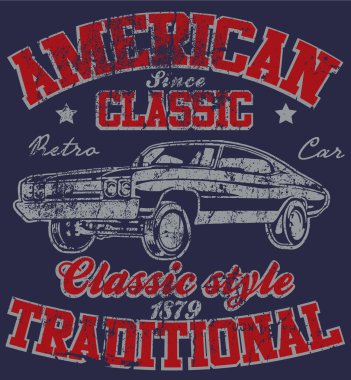 Eski Amerikan araba Vintage klasik Retro adam T gömlek grafik Desig