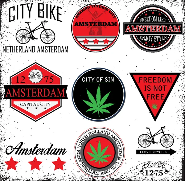 Amsterdam Hollanda grafik vektör set — Stok Vektör