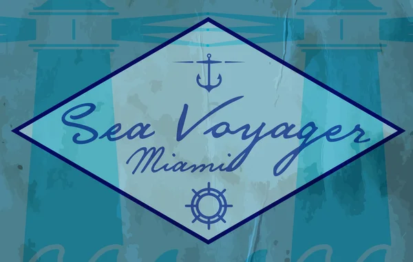 Moře Voyager vektorové ilustrace vinobraní námořních štítku. Nauti — Stockový vektor