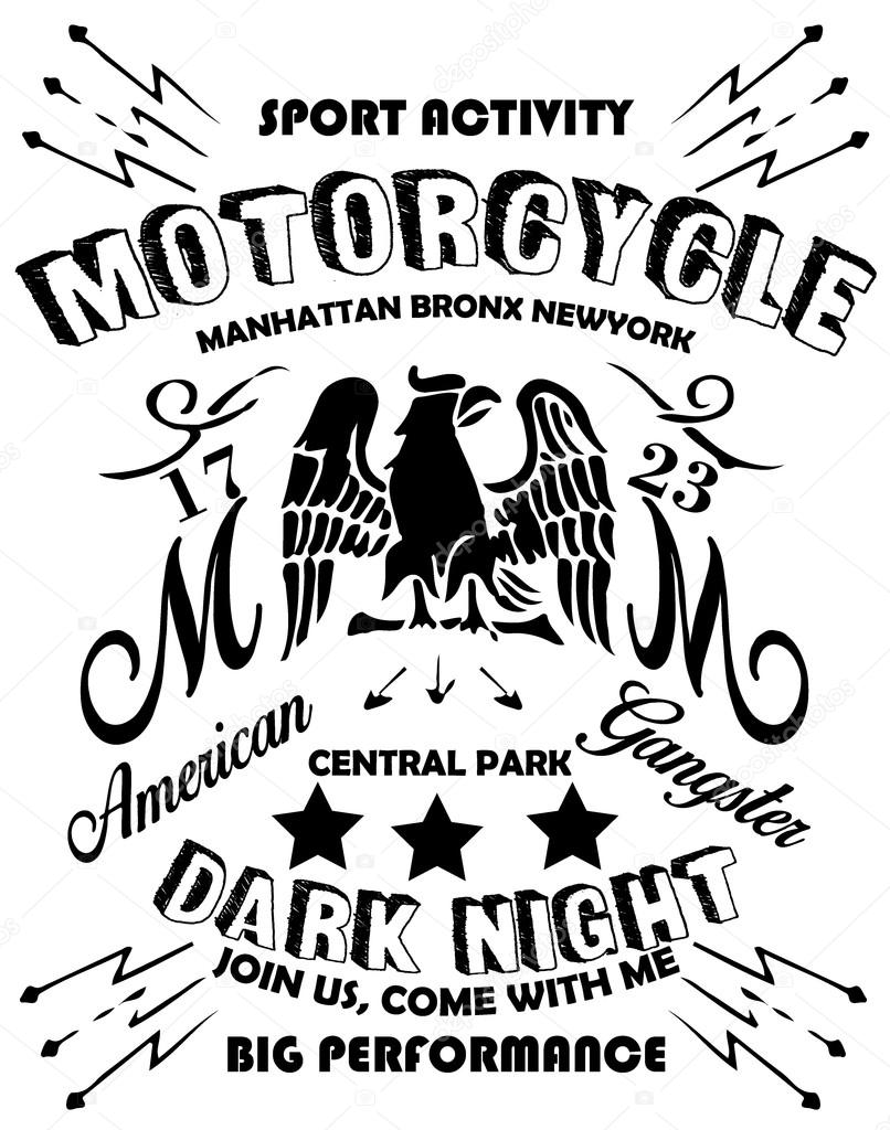 Motorcycle Eagle American Logo Emblem Graphic Design