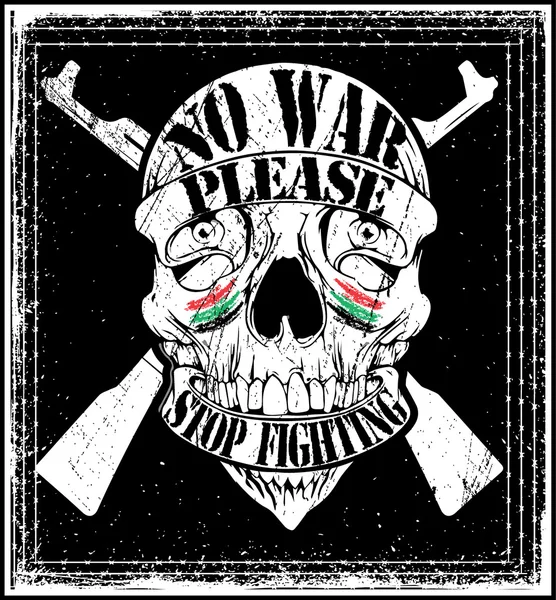 Skull Man Stop War Logo Emblema Camiseta Diseño Gráfico — Vector de stock