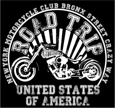 Motosiklet etiket t-shirt tasarımı ile özel chop çizimi
