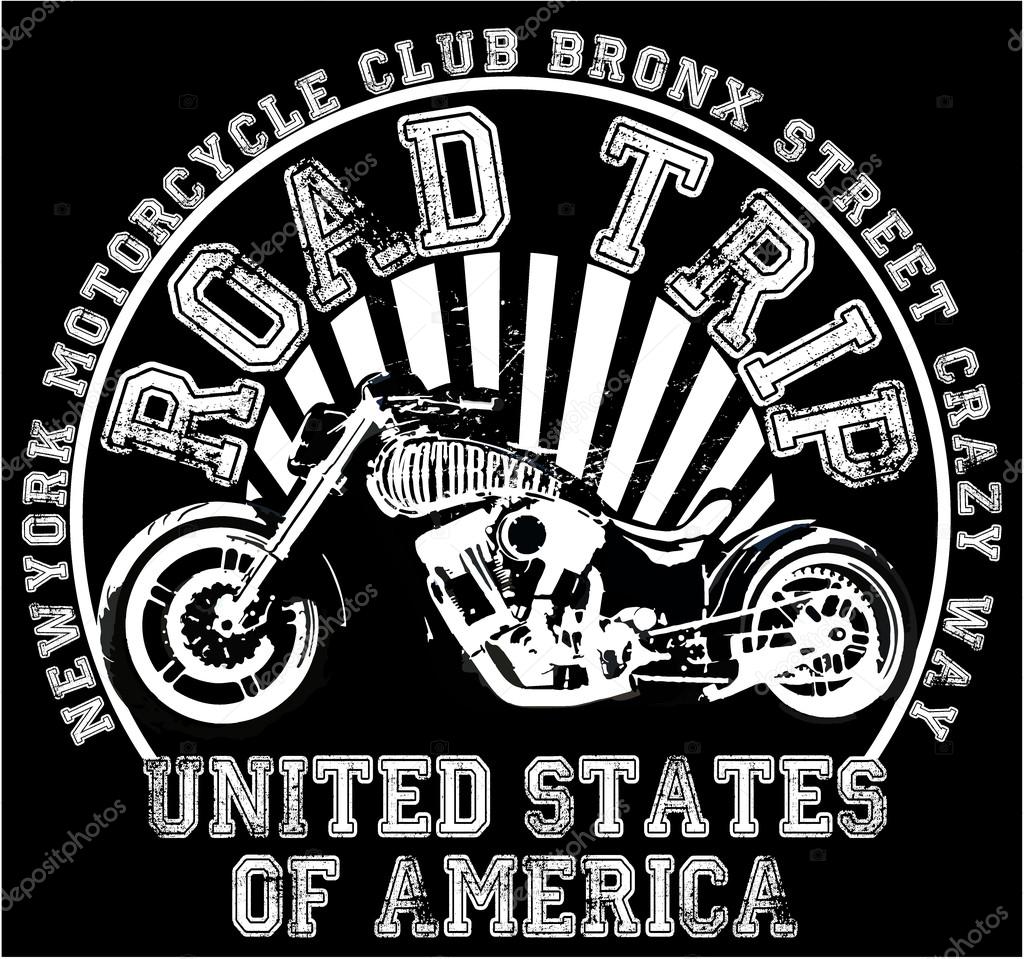 Download Motorcycle label t-shirt design with illustration of ...