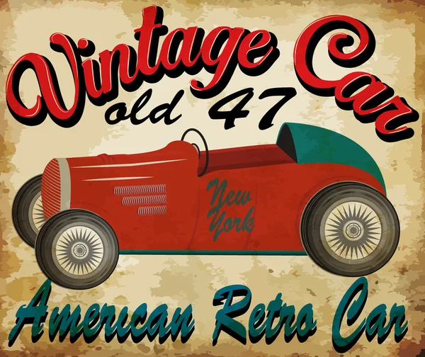 Vintage coche de carreras para la impresión vector de la vieja escuela carrera cartel retr — Archivo Imágenes Vectoriales