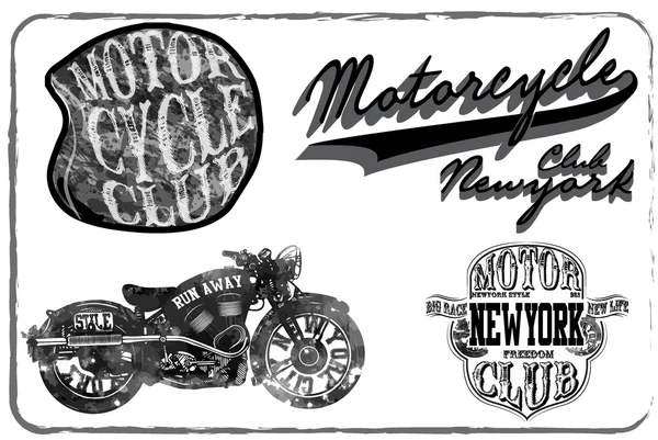 Motorradrennsport Typografie Grafiken und Poster. Totenkopf und alt — Stockvektor