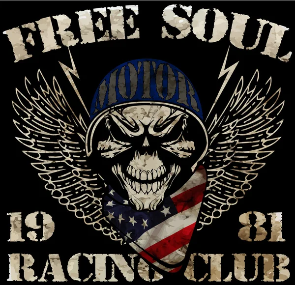 Tipografi grafik ve afiş yarış motosiklet. Kafatası ve eski